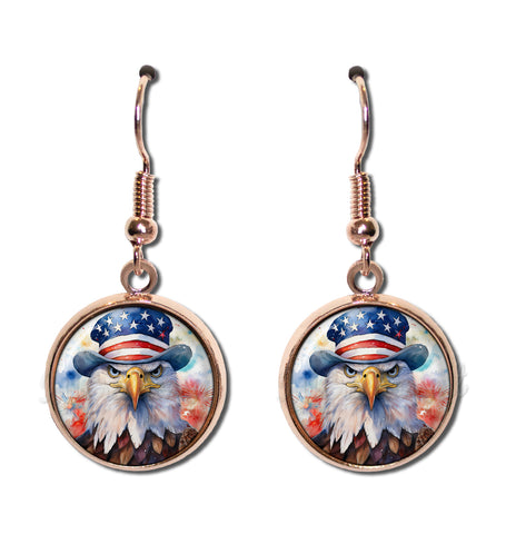 Patriotic Bald Eagle American Flag Hat [earrings]