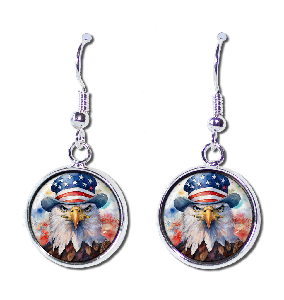 Patriotic Bald Eagle American Flag Hat [earrings]