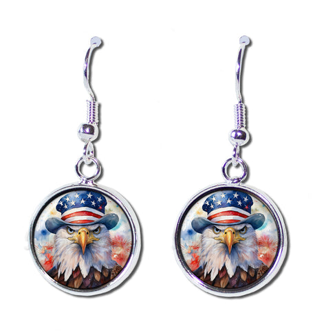 Patriotic Bald Eagle American Flag Hat [earrings]