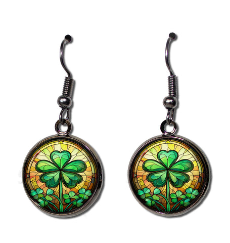 Faux Stained Glass Green Clover