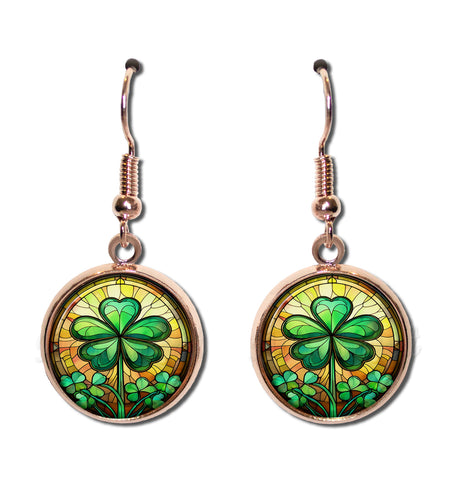 Faux Stained Glass Green Clover