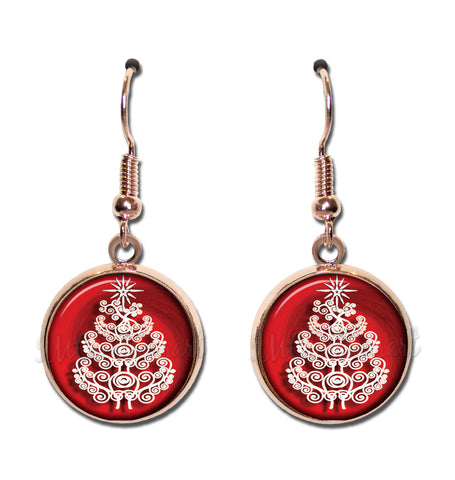 White Christmas Tree on Red