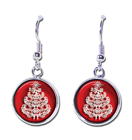 White Christmas Tree on Red