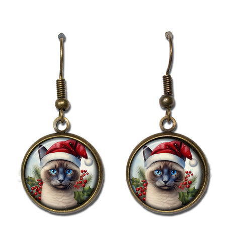 Siamese Cat with Santa Hat