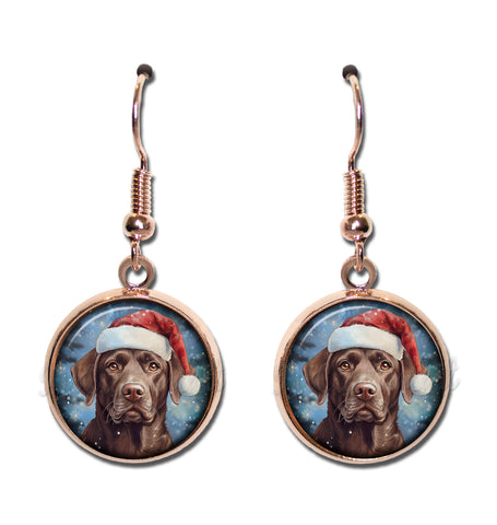 Chocolate Lab with Santa Hat