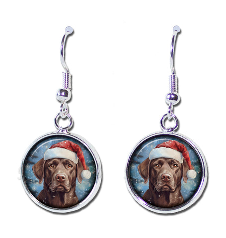 Chocolate Lab with Santa Hat