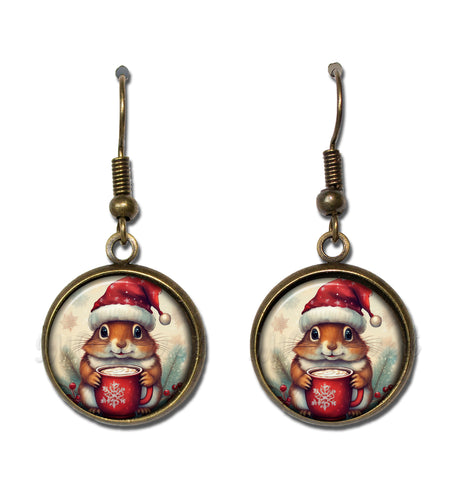 Santa Hat Chipmunk with Cocoa