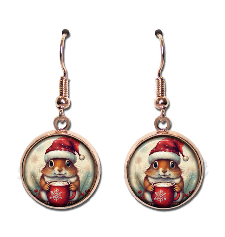 Santa Hat Chipmunk with Cocoa