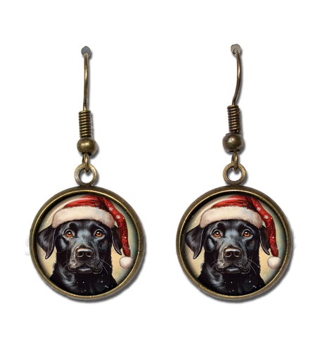 Black Lab with Santa Hat