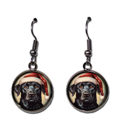 Black Lab with Santa Hat