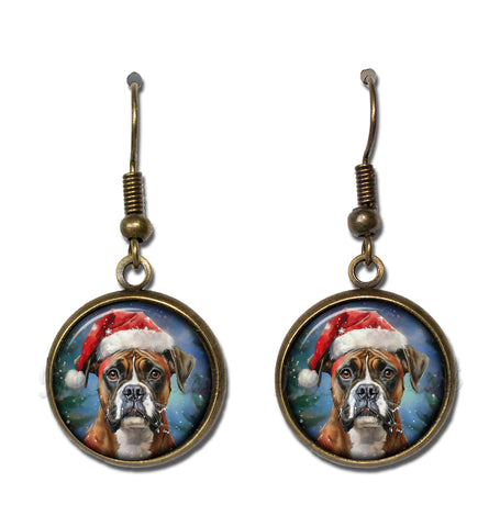 Boxer with Santa Hat