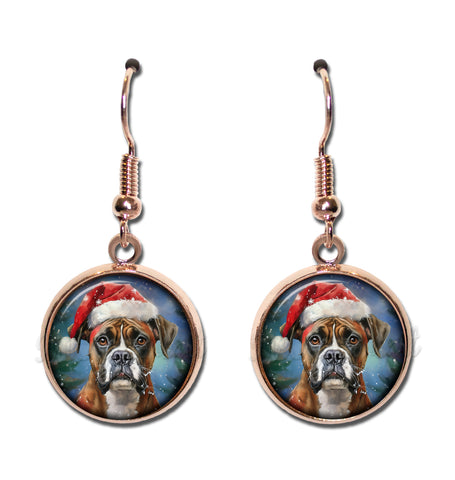 Boxer with Santa Hat