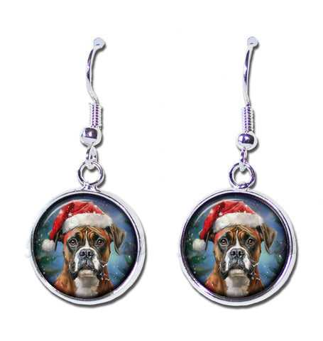 Boxer with Santa Hat