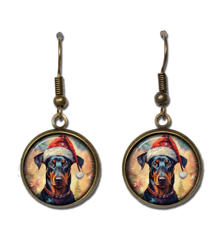 Doberman with Santa Hat