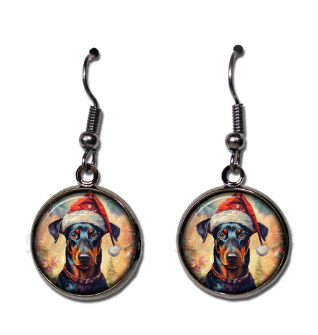 Doberman with Santa Hat