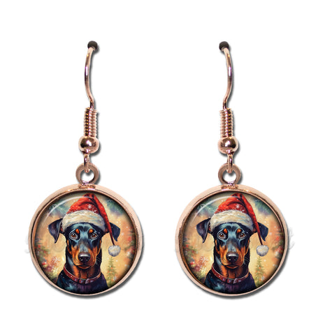 Doberman with Santa Hat