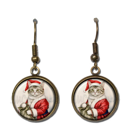 Santa Tabby Cat with Sack