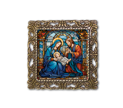 Lovely Faux Stained Glass Nativity