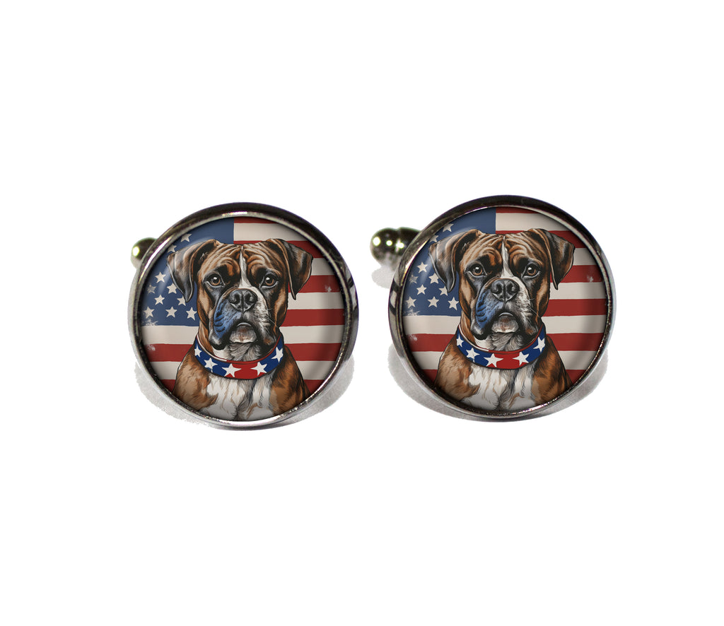 Patriotic Boxer Dog Amerian Flag
