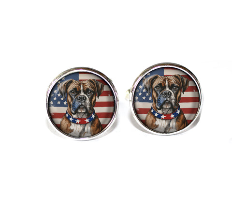 Patriotic Boxer Dog Amerian Flag