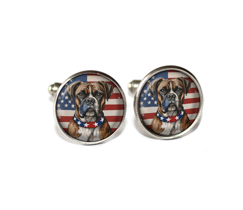 Patriotic Boxer Dog Amerian Flag