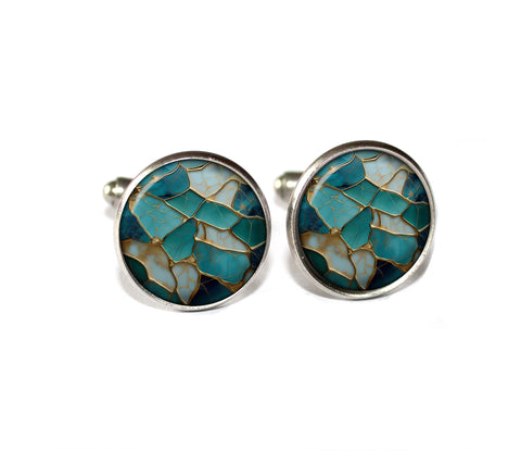 Japanese Pattern Kintsugi Turquoise Gold