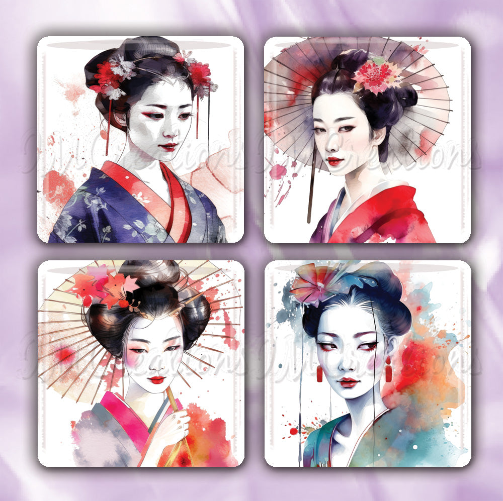 Stunning Watercolor Style Geishas