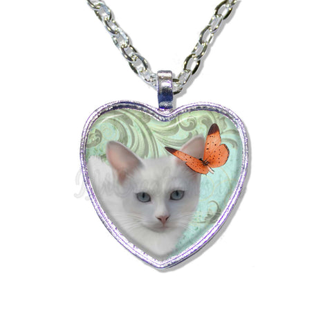 White Cat with Butterfly