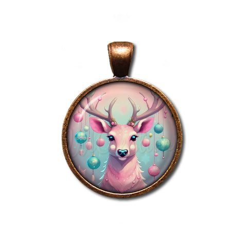 Retro Pink Reindeer with Ornaments