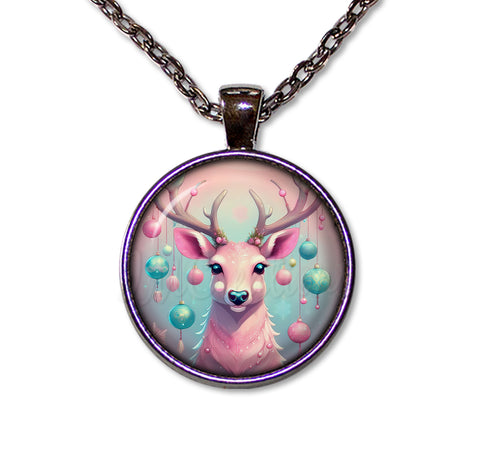 Retro Pink Reindeer with Ornaments