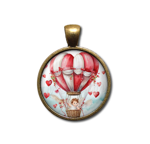 Hot Air Balloon Cupid and Hearts