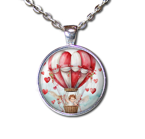 Hot Air Balloon Cupid and Hearts