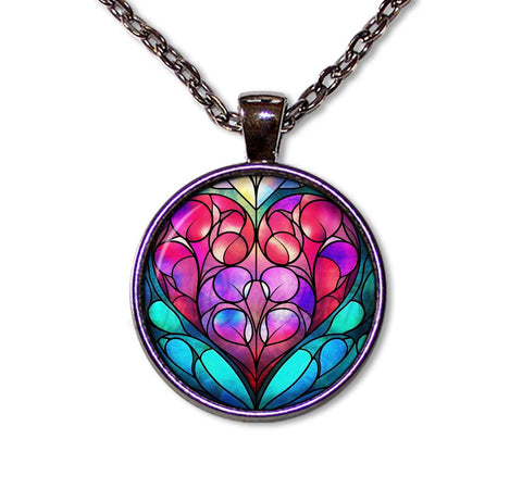 Faux Stained Glass Colorful Heart