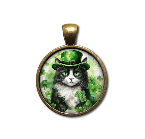 St Patrick's Day Tuxedo Cat with Irish Hat