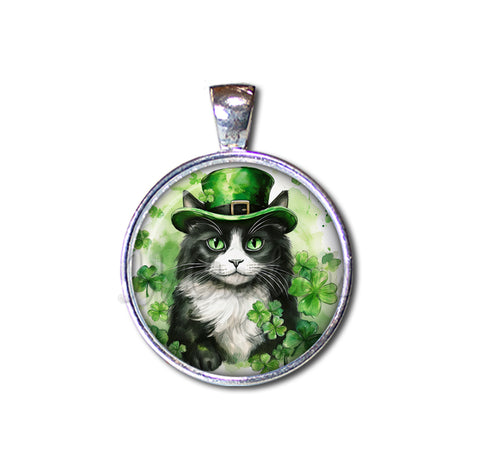 St Patrick's Day Tuxedo Cat with Irish Hat