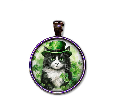 St Patrick's Day Tuxedo Cat with Irish Hat
