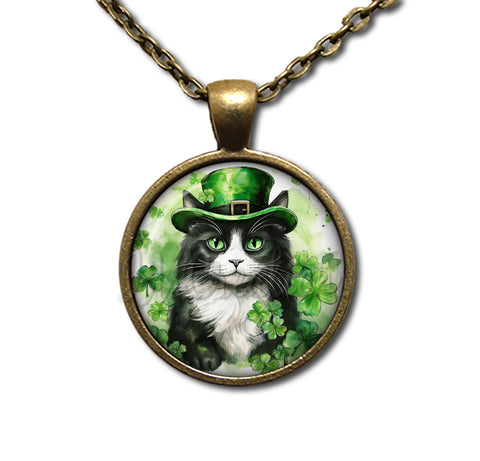 St Patrick's Day Tuxedo Cat with Irish Hat
