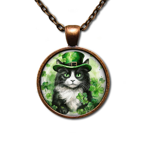 St Patrick's Day Tuxedo Cat with Irish Hat