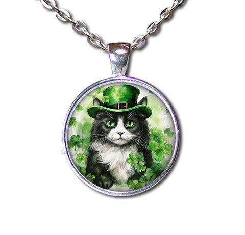 St Patrick's Day Tuxedo Cat with Irish Hat