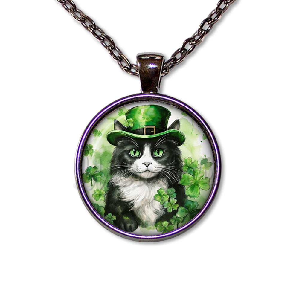 St Patrick's Day Tuxedo Cat with Irish Hat