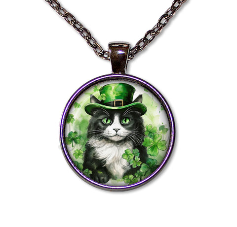 St Patrick's Day Tuxedo Cat with Irish Hat