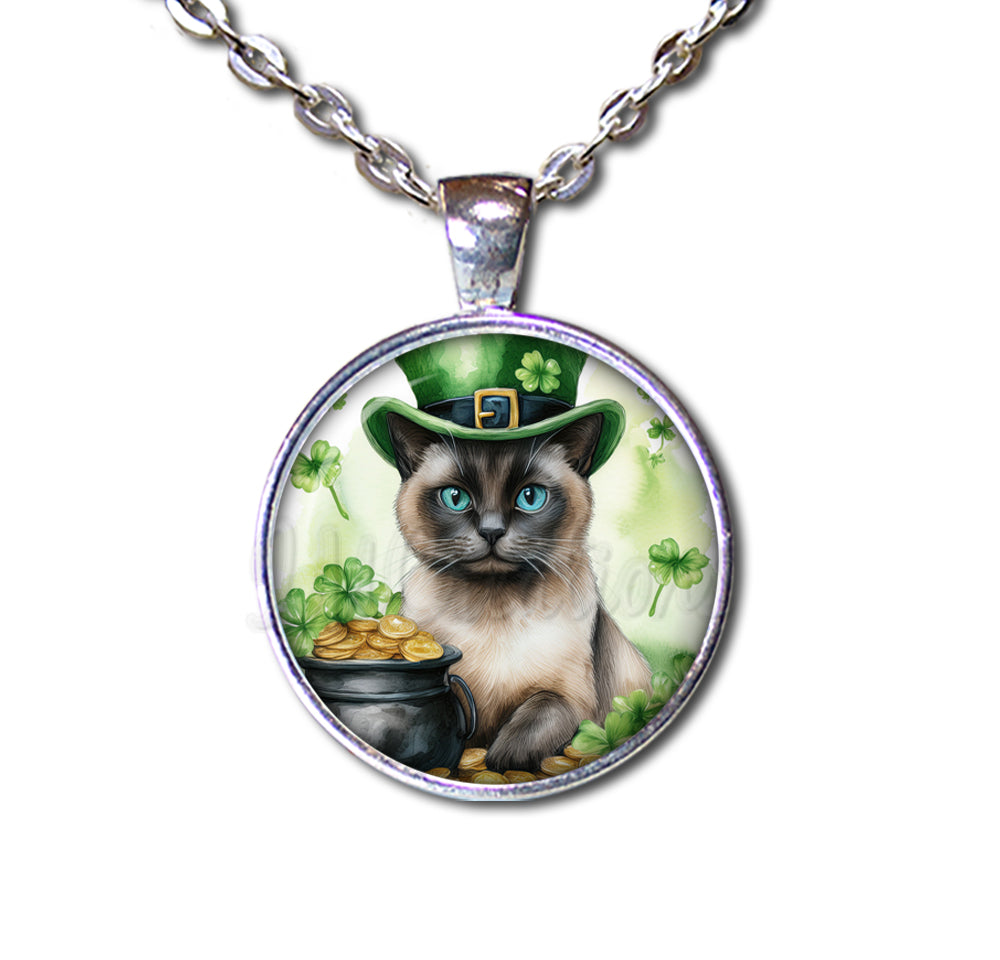 St Patrick's Day Siames Cat Hat with Gold