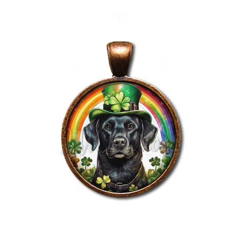 St Patrick's Day Black Lab Dog Rainbow