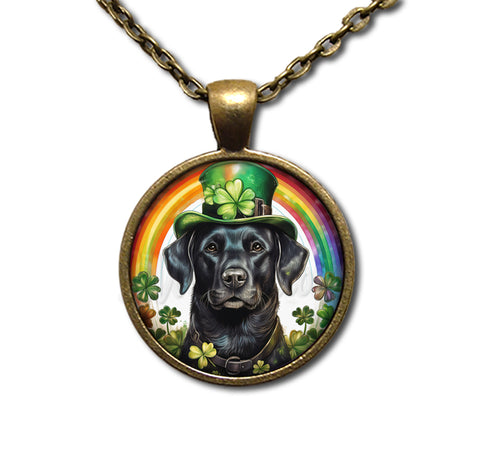 St Patrick's Day Black Lab Dog Rainbow