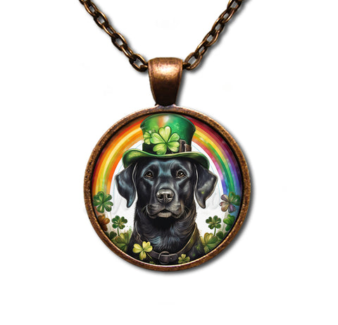 St Patrick's Day Black Lab Dog Rainbow
