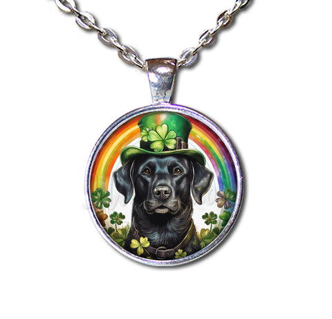 St Patrick's Day Black Lab Dog Rainbow