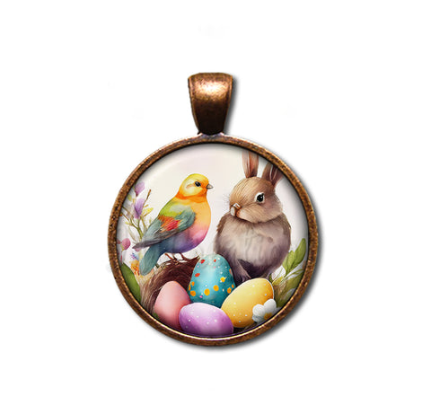 Easter Watercolor Style Rabbit Bird