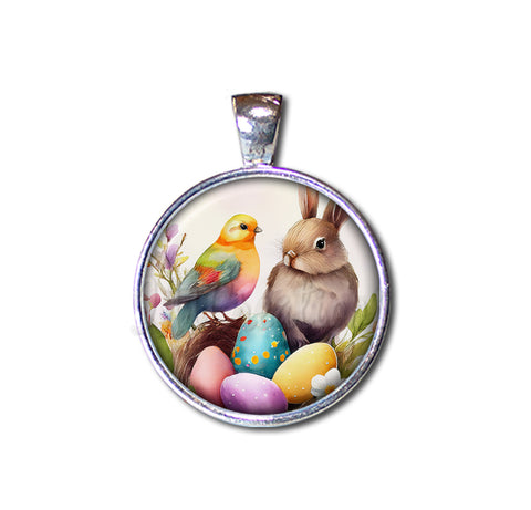 Easter Watercolor Style Rabbit Bird