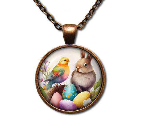 Easter Watercolor Style Rabbit Bird