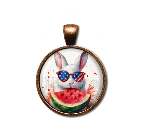Patriotic White Rabbit and Watermelon